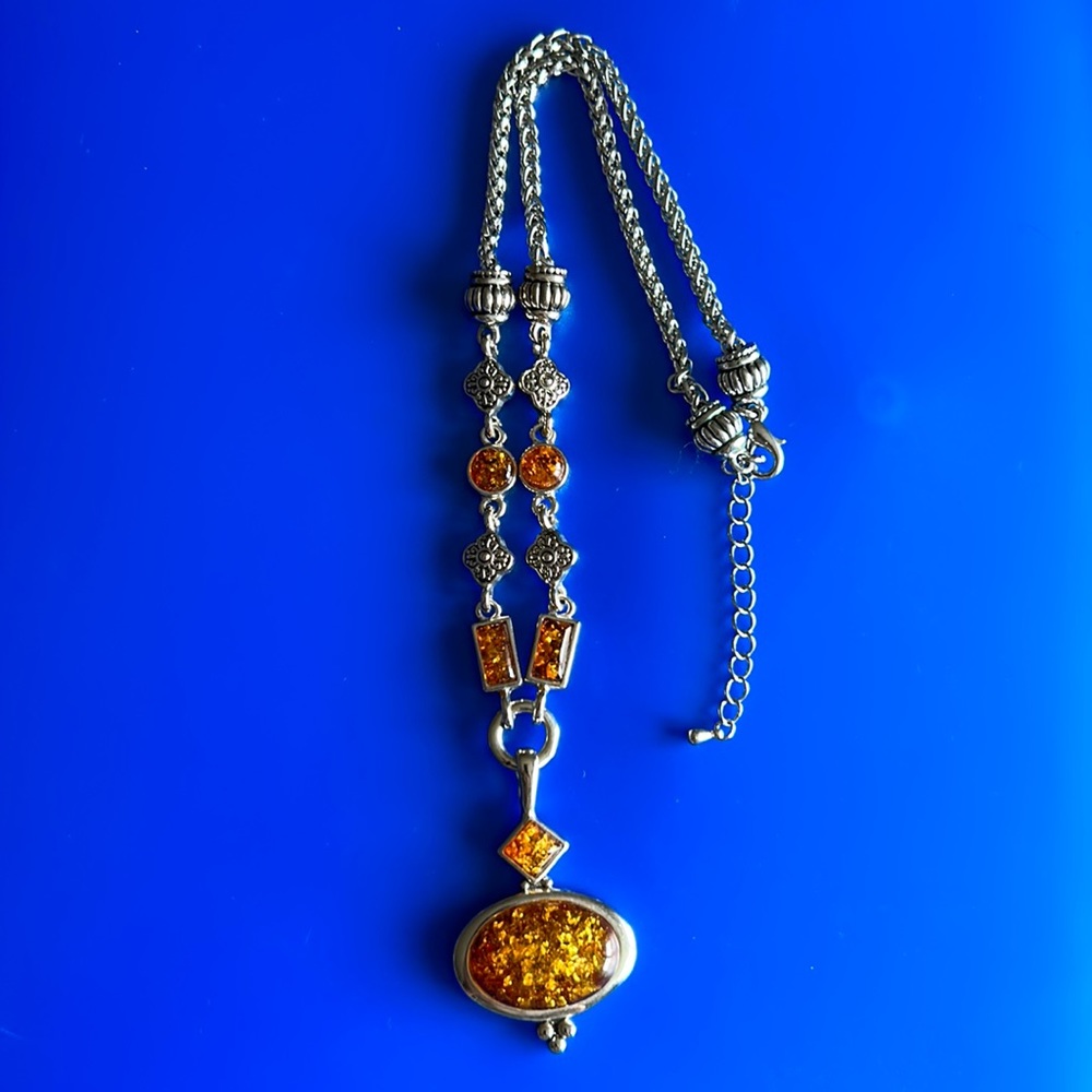 Silver & Amber Necklace